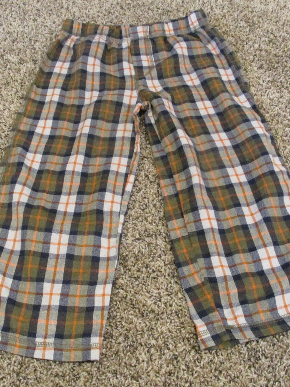 Carters Pull On Lounge Sweatpants Boys Size 5T Brown White Plaid Elastic Pajamas